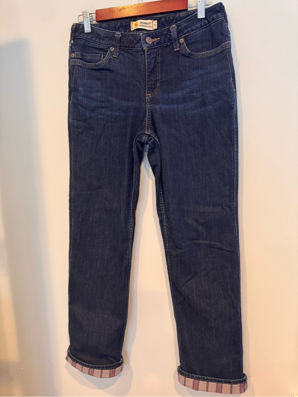 Carhartt Flannel Lined Straight Leg Jeans Size 8